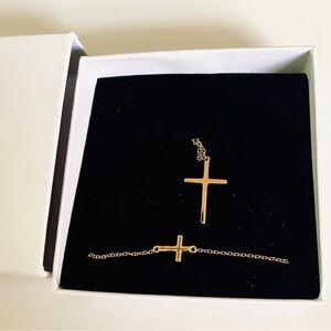 Matching Cross Necklace and Anklet Set NWOT